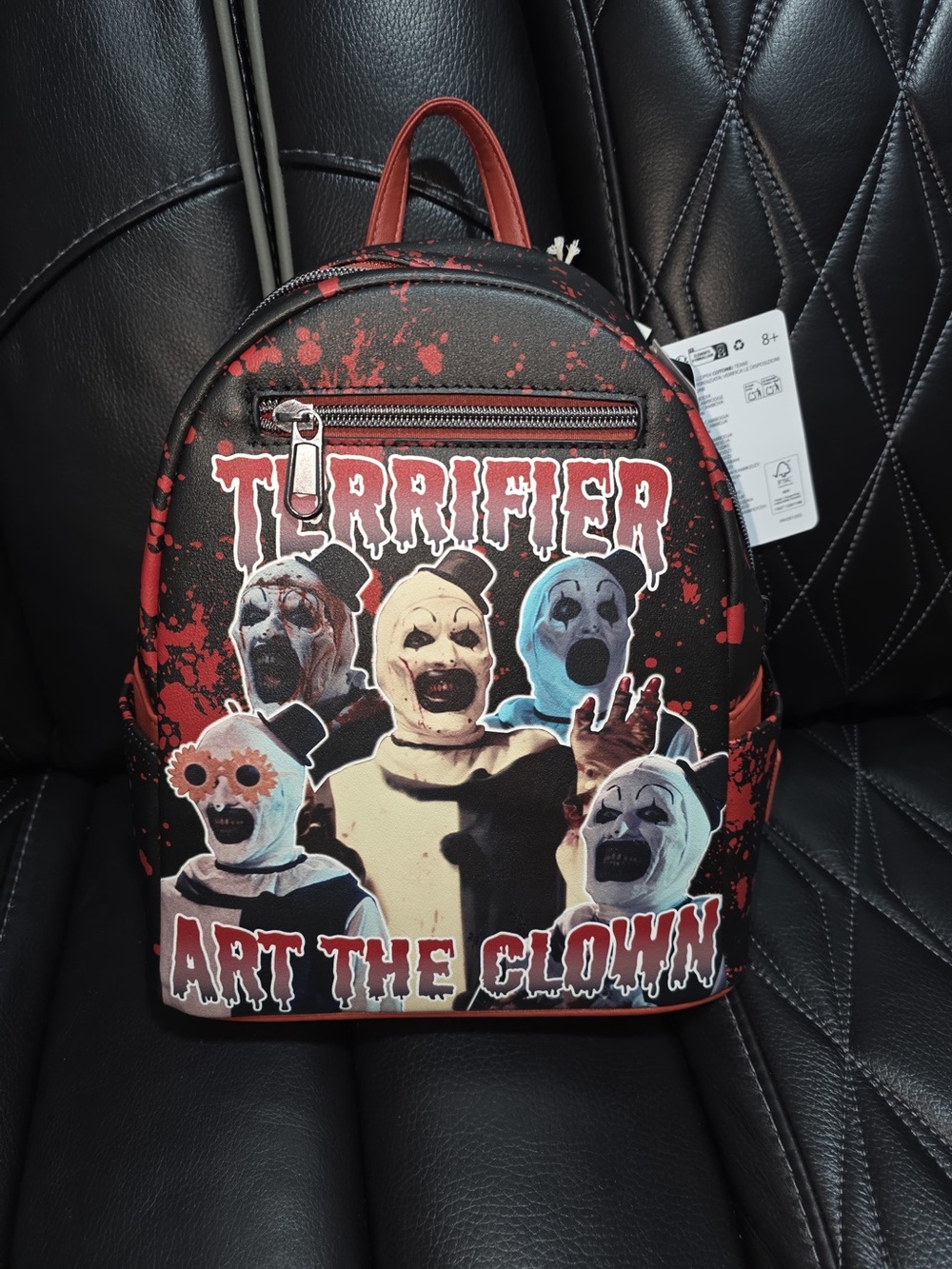 Terrifier Art the Clown Graphic Mini Backpack in Black and Red